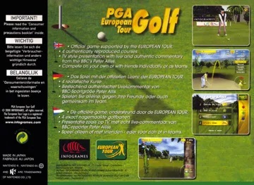 PGA European Tour Golf (Europe) (En,Fr,De,Es,It) box cover back